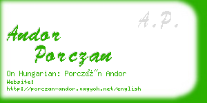 andor porczan business card